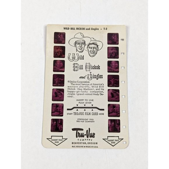 Tru-Vue Film Card Stereoview Wild Bill Hickok and Jingles T-2‎ Vintage 1950s 3D - Picture 1 of 4